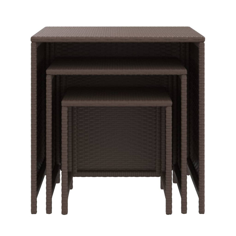 Tafeltjesset 3 st poly rattan bruin MeubelReus