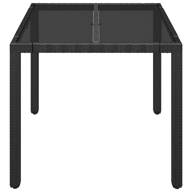 Tuintafel met glazen blad 90x90x75 cm poly rattan MeubelReus