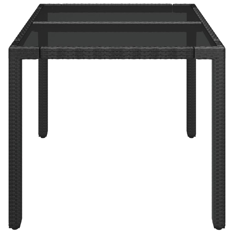 Tuintafel met glazen blad 90x90x75 cm poly rattan MeubelReus