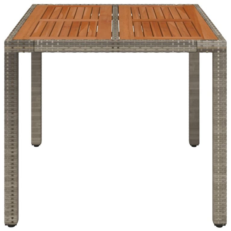 Tuintafel met houten blad 90x90x75 cm poly rattan grijs MeubelReus