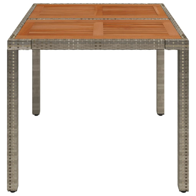 Tuintafel met houten blad 90x90x75 cm poly rattan grijs MeubelReus