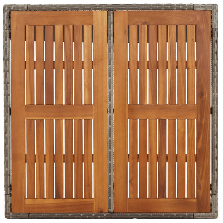 Tuintafel met houten blad 90x90x75 cm poly rattan grijs MeubelReus