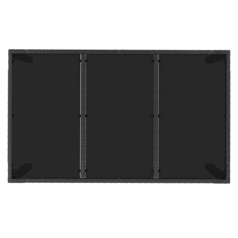 Tuintafel met glazen blad 150x90x75 cm poly rattan zwart MeubelReus