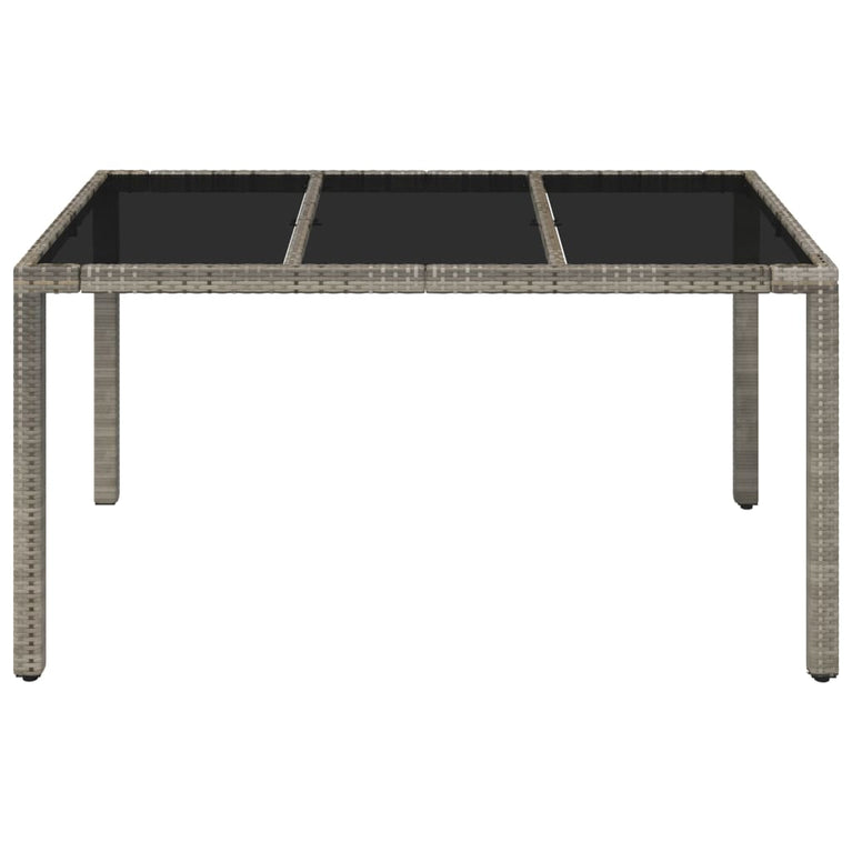 Tuintafel met glazen blad 150x90x75 cm poly rattan grijs MeubelReus