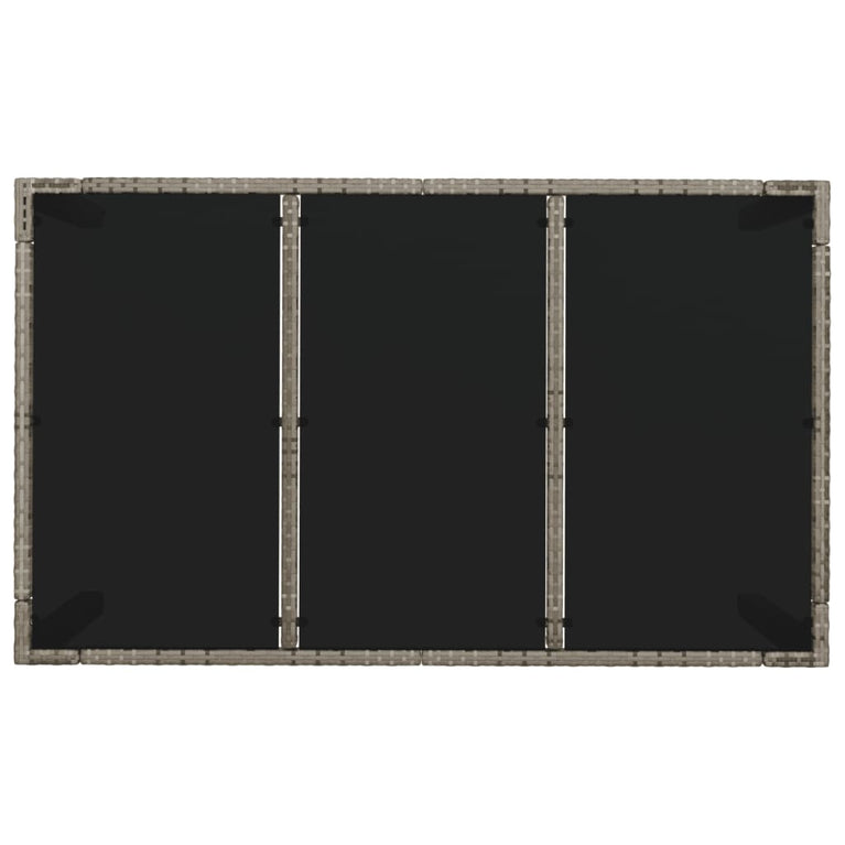Tuintafel met glazen blad 150x90x75 cm poly rattan grijs MeubelReus