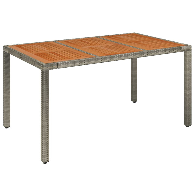 Tuintafel met houten blad 150x90x75 cm poly rattan grijs MeubelReus