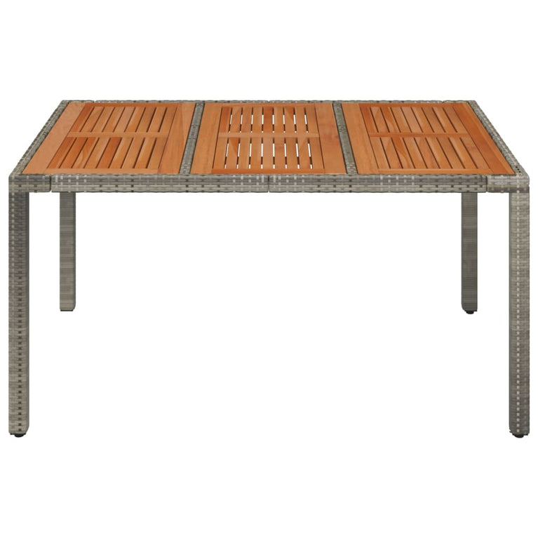 Tuintafel met houten blad 150x90x75 cm poly rattan grijs MeubelReus