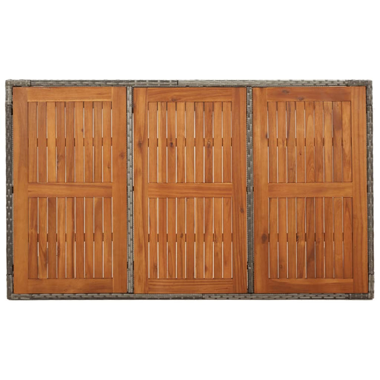 Tuintafel met houten blad 150x90x75 cm poly rattan grijs MeubelReus