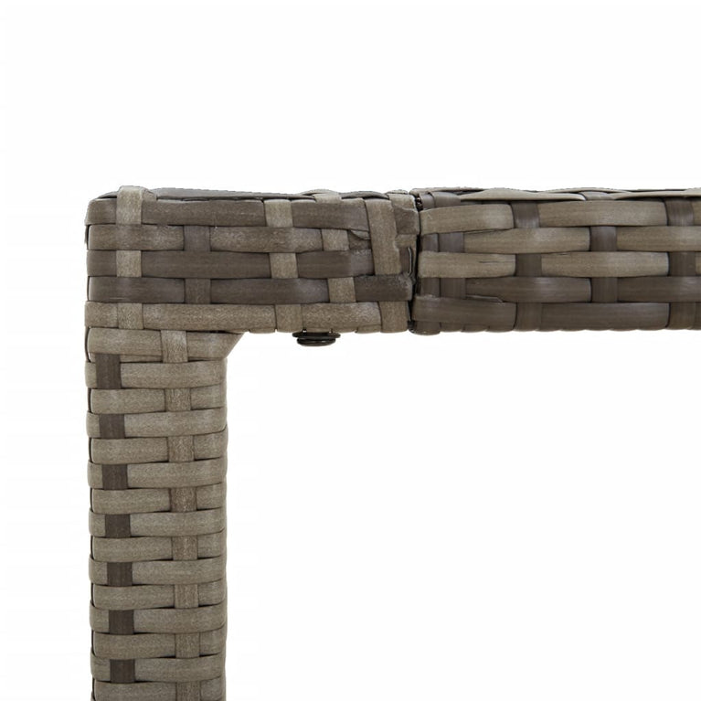 Tuintafel met houten blad 150x90x75 cm poly rattan grijs MeubelReus