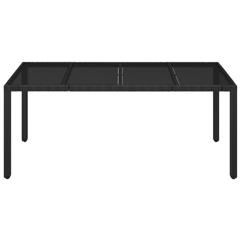 Tuintafel met glazen blad 190x90x75 cm poly rattan zwart MeubelReus