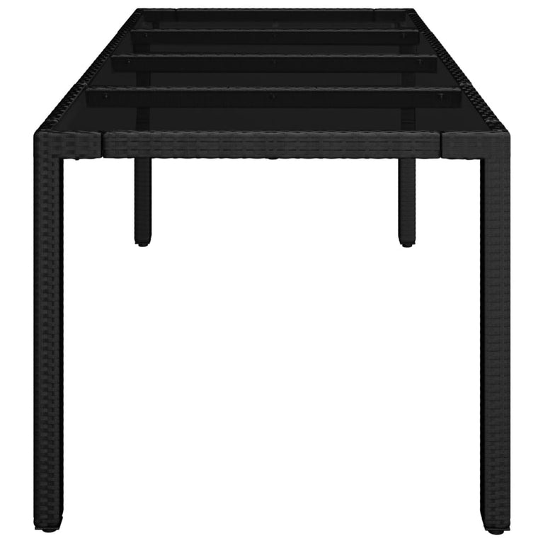 Tuintafel met glazen blad 190x90x75 cm poly rattan zwart MeubelReus