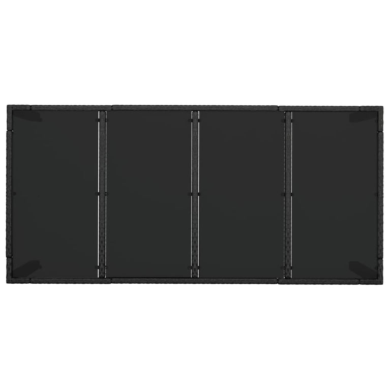 Tuintafel met glazen blad 190x90x75 cm poly rattan zwart MeubelReus