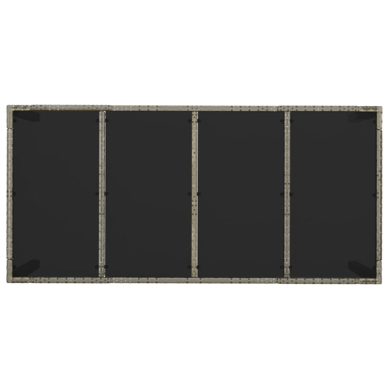 Tuintafel met glazen blad 190x90x75 cm poly rattan grijs MeubelReus