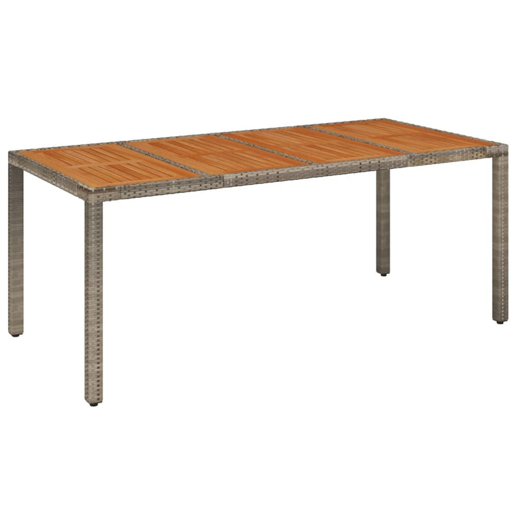 Tuintafel met houten blad 190x90x75 cm poly rattan grijs MeubelReus