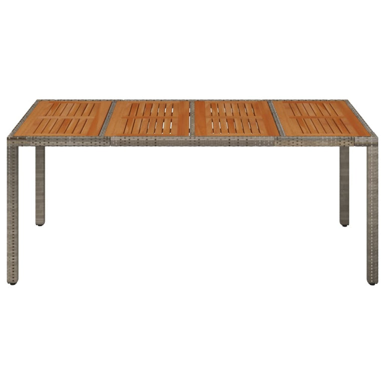 Tuintafel met houten blad 190x90x75 cm poly rattan grijs MeubelReus