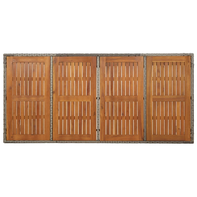Tuintafel met houten blad 190x90x75 cm poly rattan grijs MeubelReus