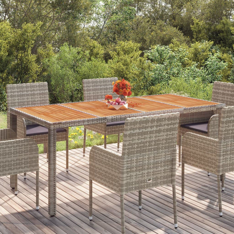 Tuintafel met houten blad 190x90x75 cm poly rattan grijs MeubelReus