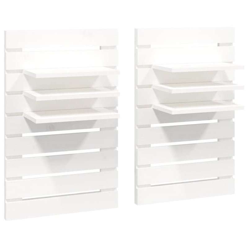 Nachtkastjes wandgemonteerd 2 st massief grenenhout wit MeubelReus