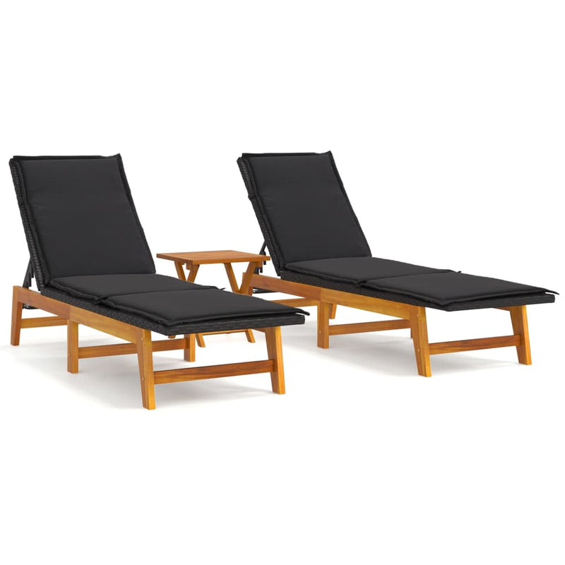 3-delige Loungeset poly rattan en massief acaciahout MeubelReus