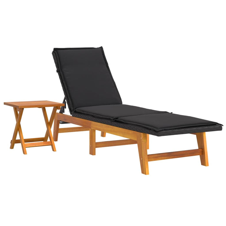 3-delige Loungeset poly rattan en massief acaciahout MeubelReus