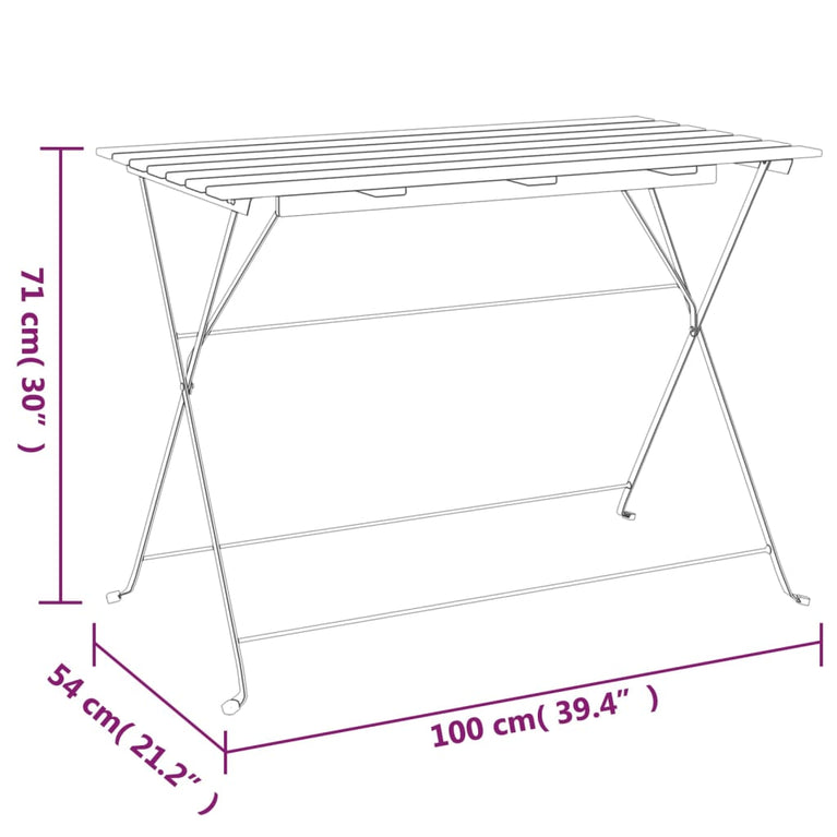 Bistrotafel inklapbaar 100x54x71 cm massief acaciahout en staal MeubelReus