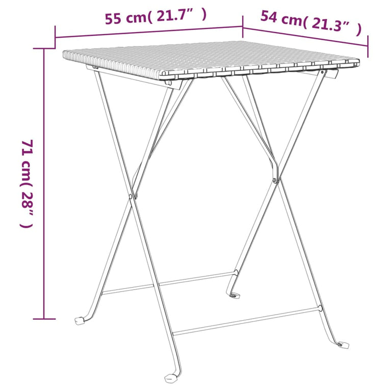 Bistrotafel inklapbaar 55x54x71 cm poly rattan bruin MeubelReus