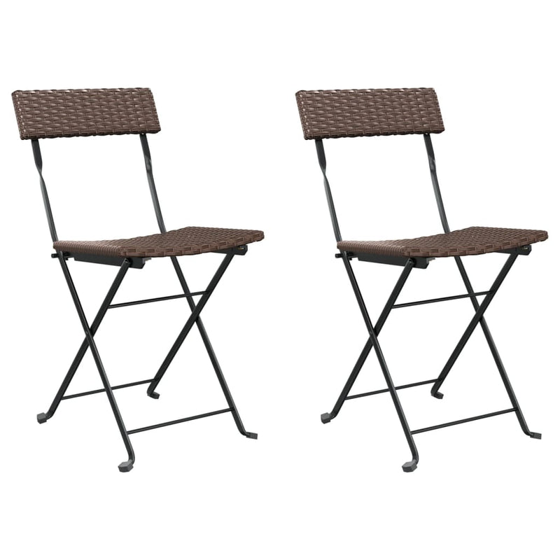 Bistrostoelen 2 st inklapbaar poly rattan en staal bruin MeubelReus