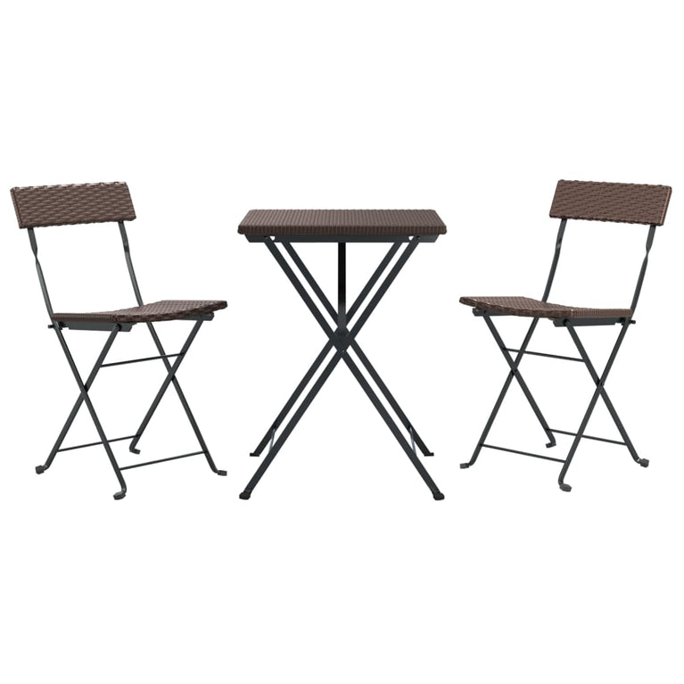 3-delige Bistroset inklapbaar poly rattan bruin MeubelReus