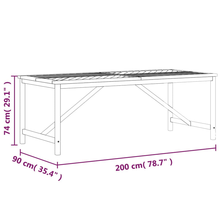 Tuintafel 200x90x74 cm massief acaciahout MeubelReus