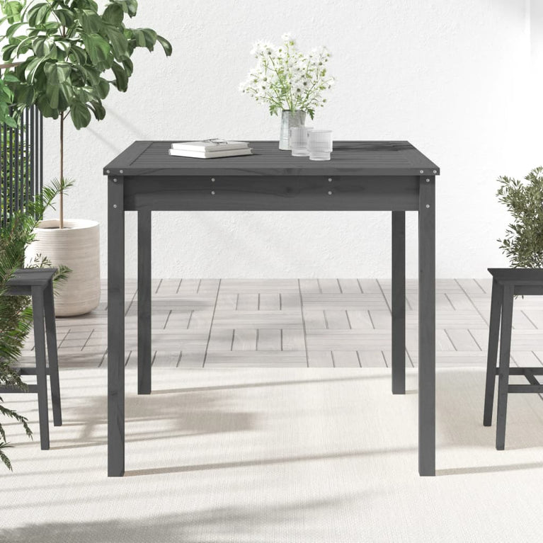 Tuintafel 82,5x82,5x76 cm massief grenenhout grijs MeubelReus