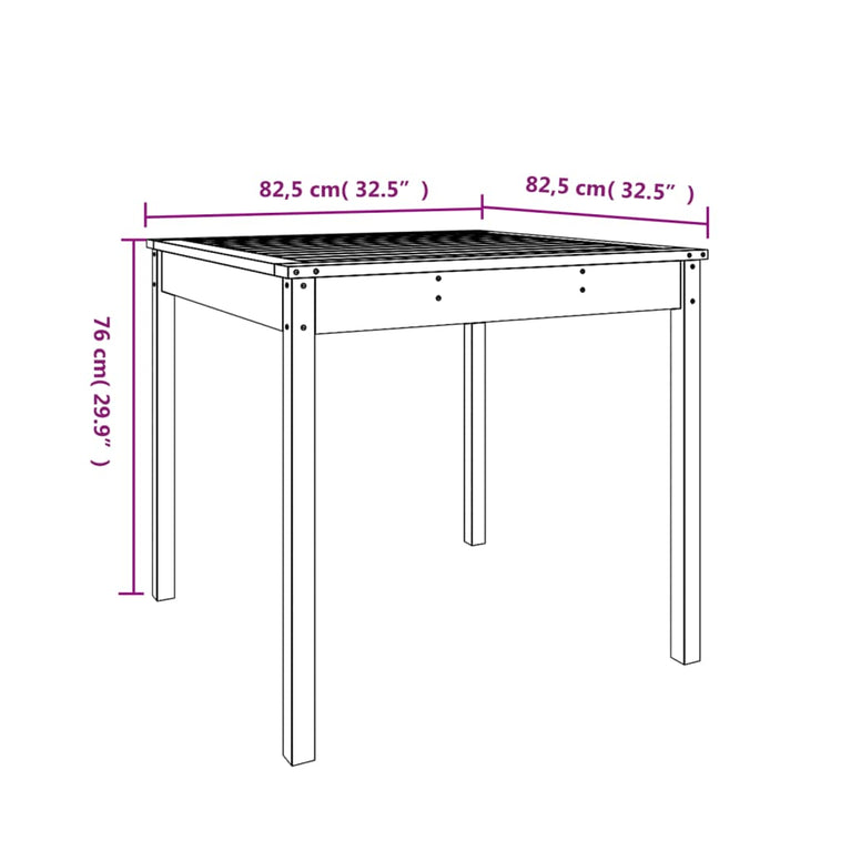 Tuintafel 82,5x82,5x76 cm massief grenenhout honingbruin MeubelReus