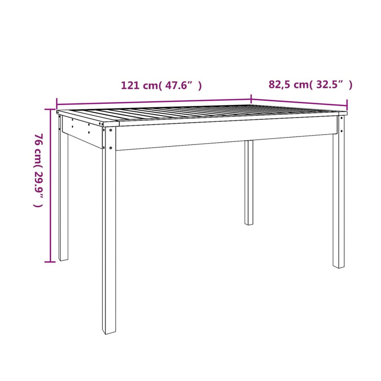 Tuintafel 121x82,5x76 cm massief grenenhout zwart MeubelReus