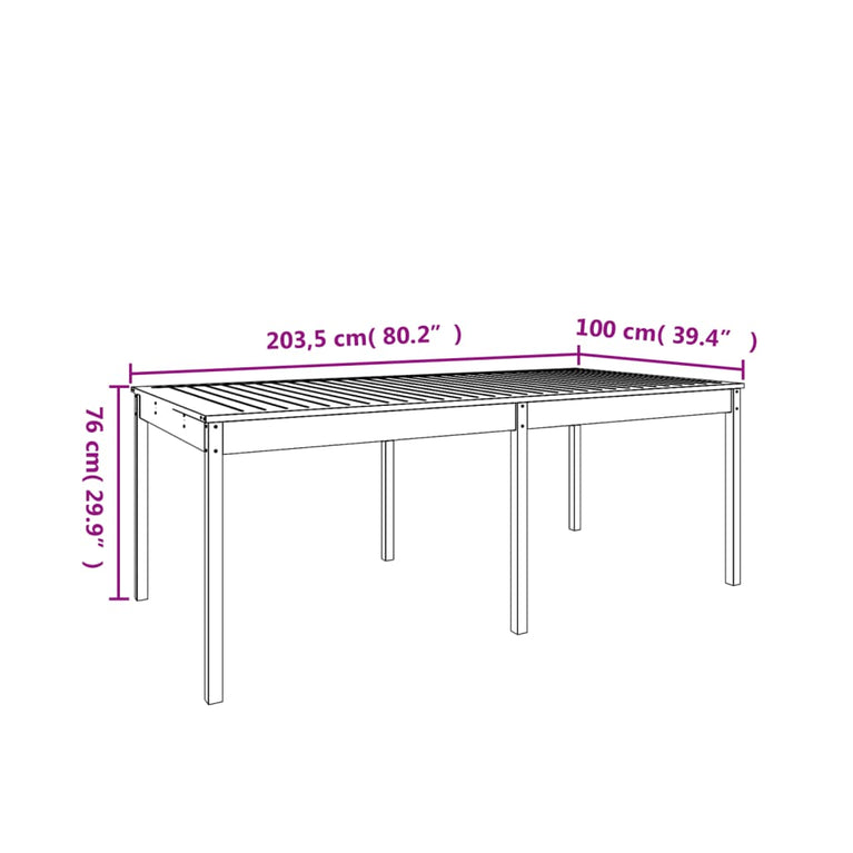 Tuintafel 203,5x100x76 cm massief grenenhout wit MeubelReus