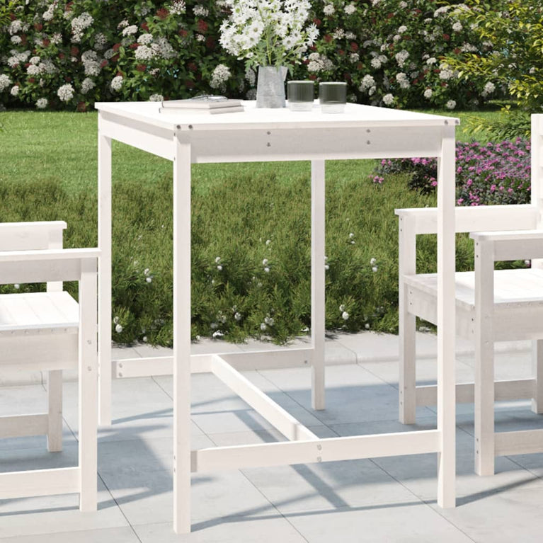 Tuintafel 121x82,5x110 cm massief grenenhout wit MeubelReus