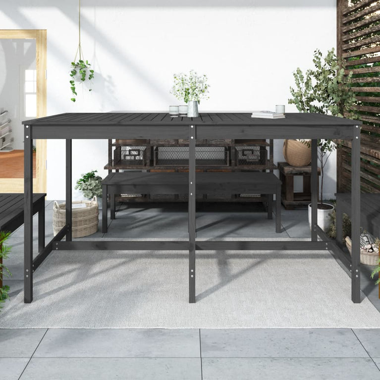Tuintafel 203,5x90x110 cm massief grenenhout grijs MeubelReus