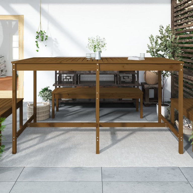 Tuintafel 203,5x90x110 cm massief grenenhout honingbruin MeubelReus