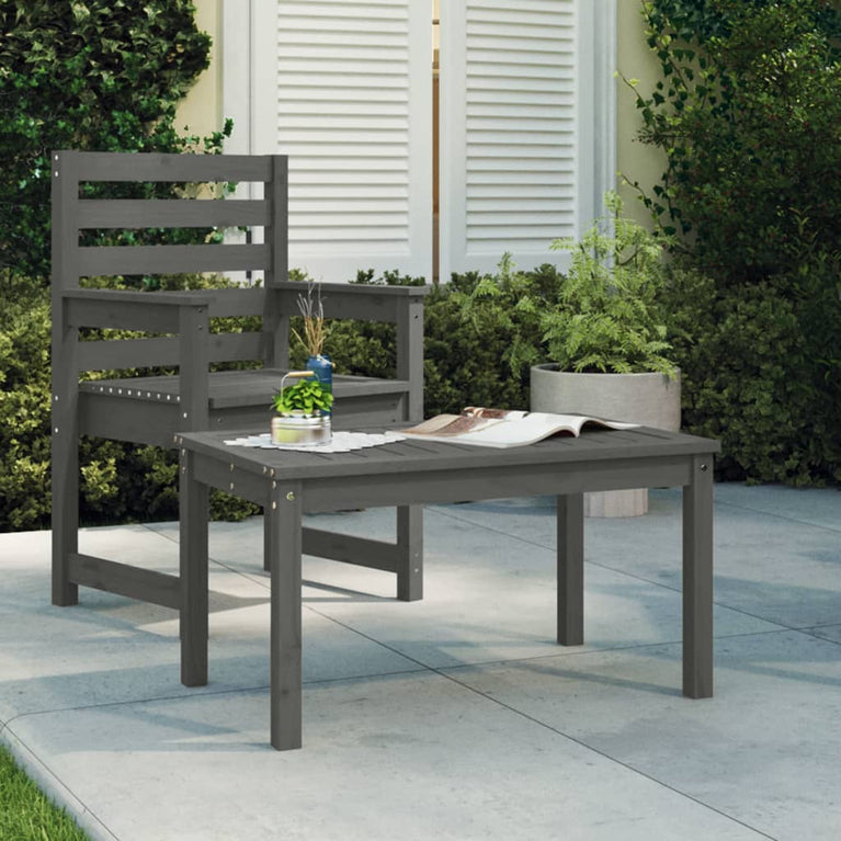 Tuintafel 82,5x50,5x45 cm massief grenenhout grijs MeubelReus