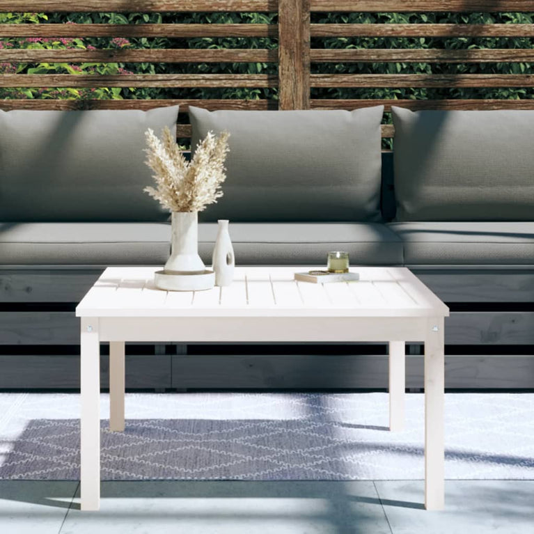 Tuintafel 82,5x82,5x45 cm massief grenenhout wit MeubelReus