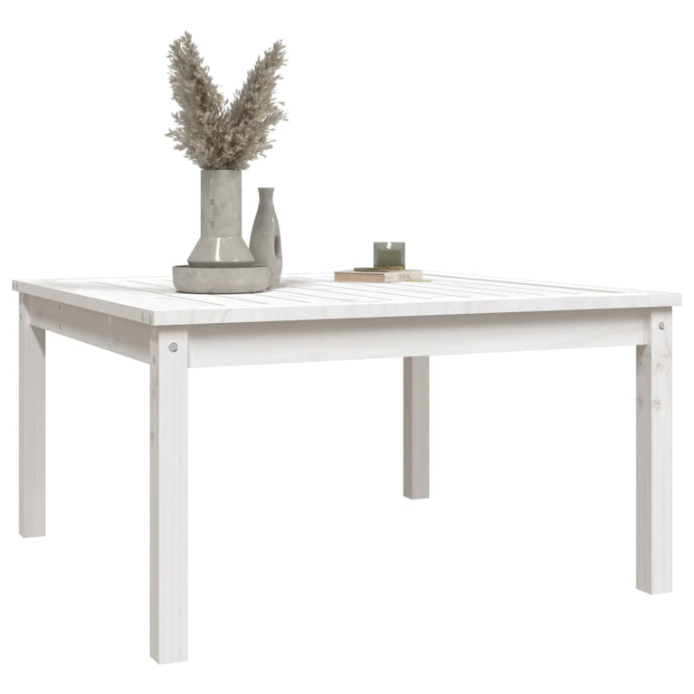 Tuintafel 82,5x82,5x45 cm massief grenenhout wit MeubelReus