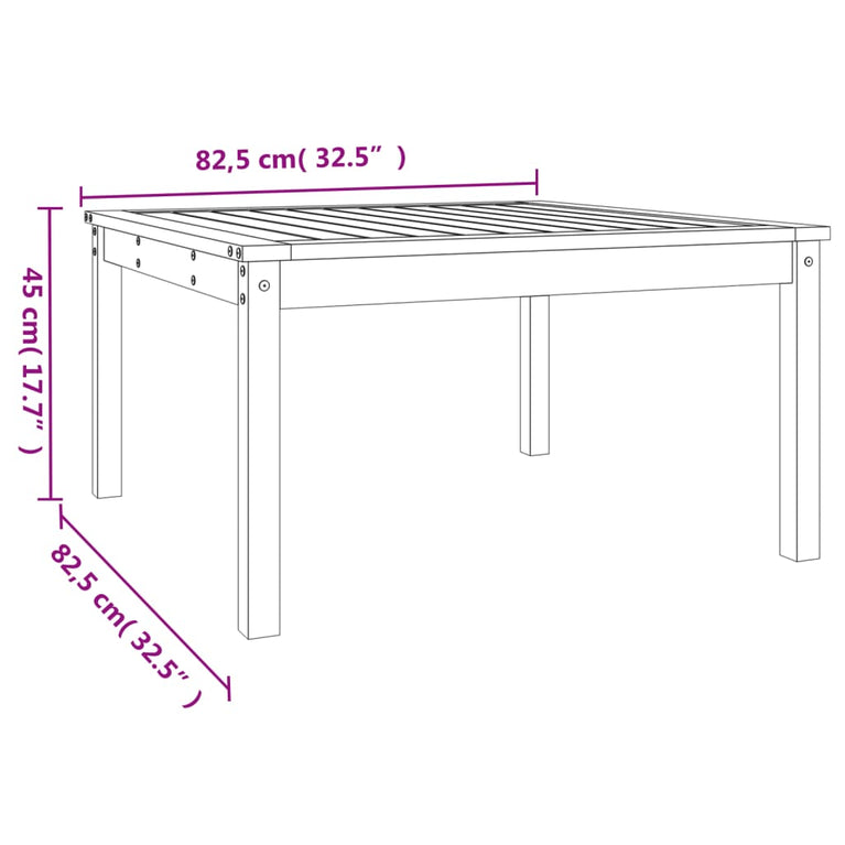 Tuintafel 82,5x82,5x45 cm massief grenenhout wit MeubelReus