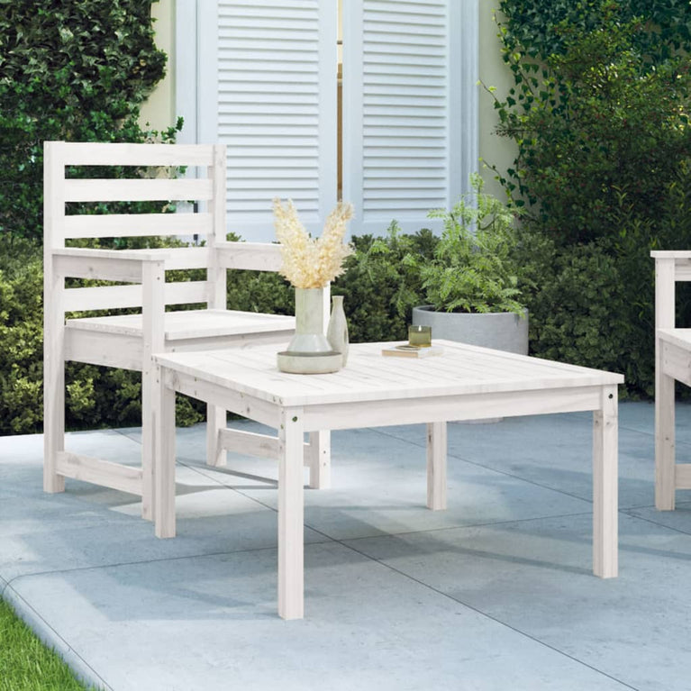 Tuintafel 82,5x82,5x45 cm massief grenenhout wit MeubelReus