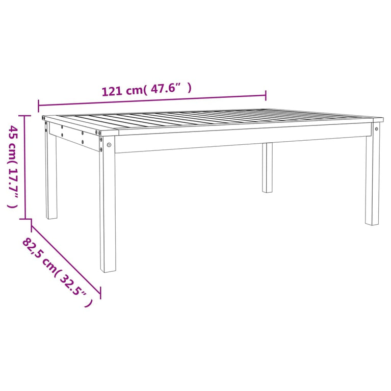 Tuintafel 121x82,5x45 cm massief grenenhout grijs MeubelReus