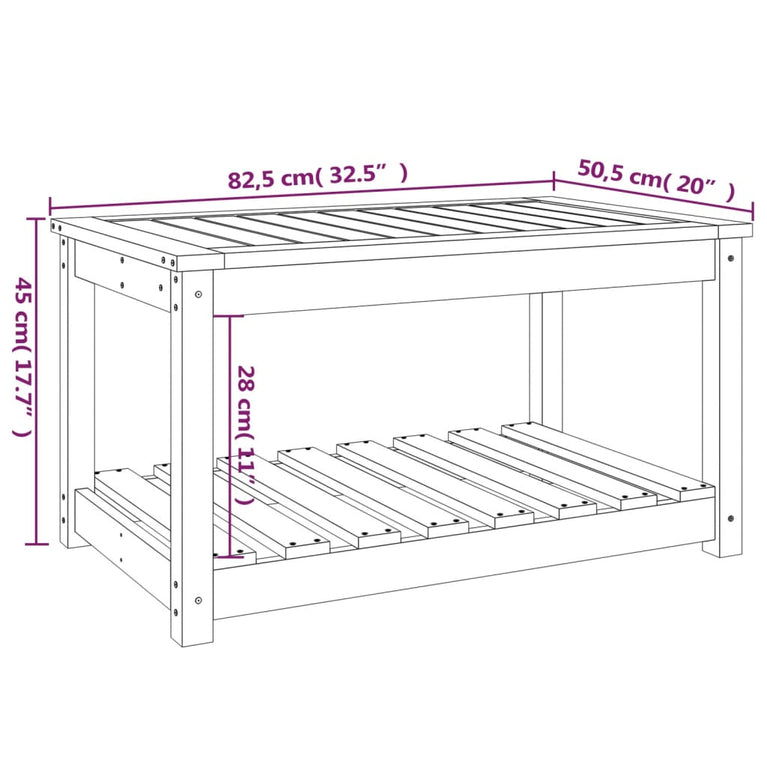 Tuintafel 82,5x50,5x45 cm massief grenenhout MeubelReus