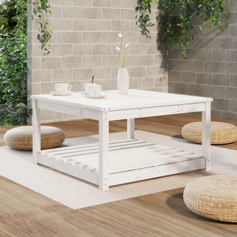 Tuintafel 82,5x82,5x45 cm massief grenenhout wit MeubelReus