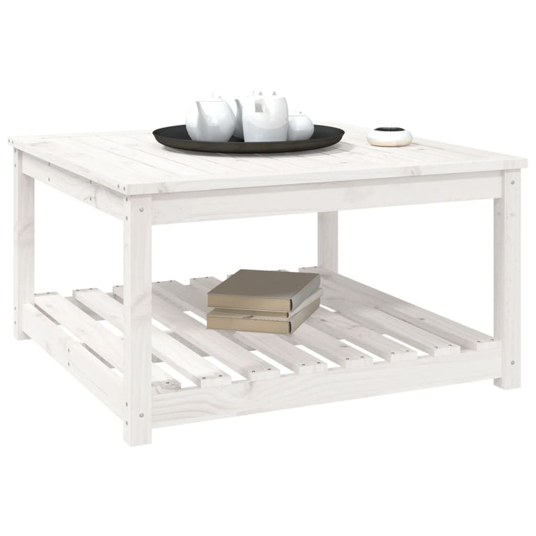 Tuintafel 82,5x82,5x45 cm massief grenenhout wit MeubelReus