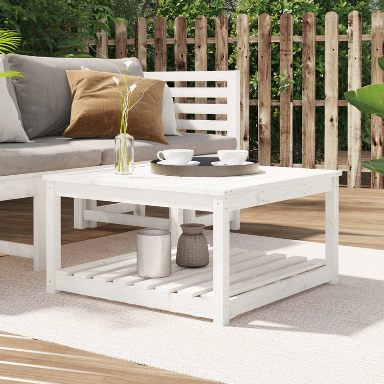 Tuintafel 82,5x82,5x45 cm massief grenenhout wit MeubelReus