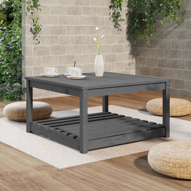 Tuintafel 82,5x82,5x45 cm massief grenenhout grijs MeubelReus