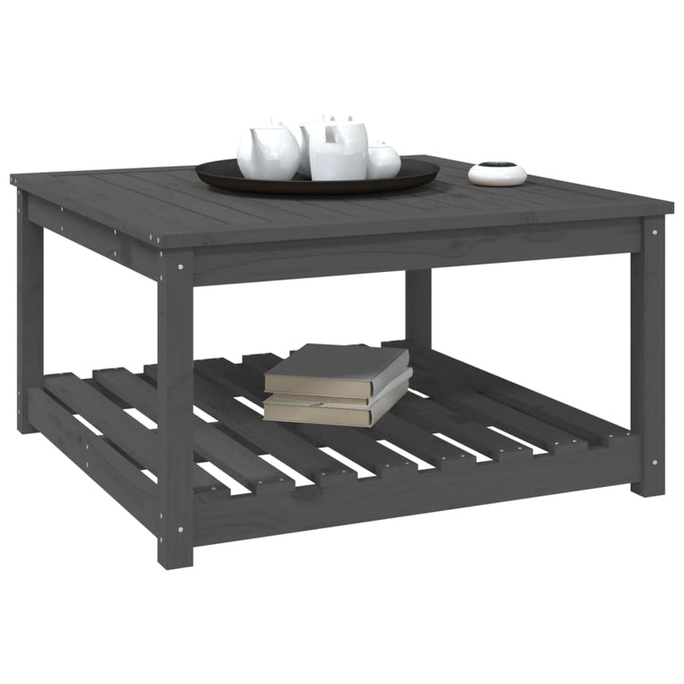 Tuintafel 82,5x82,5x45 cm massief grenenhout grijs MeubelReus