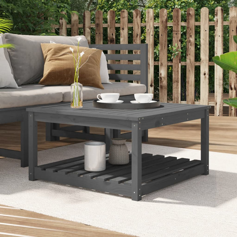 Tuintafel 82,5x82,5x45 cm massief grenenhout grijs MeubelReus