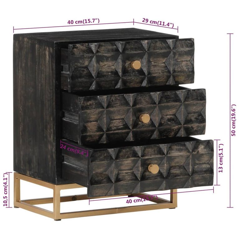 Nachtkastje 40x29x50 cm massief mangohout MeubelReus